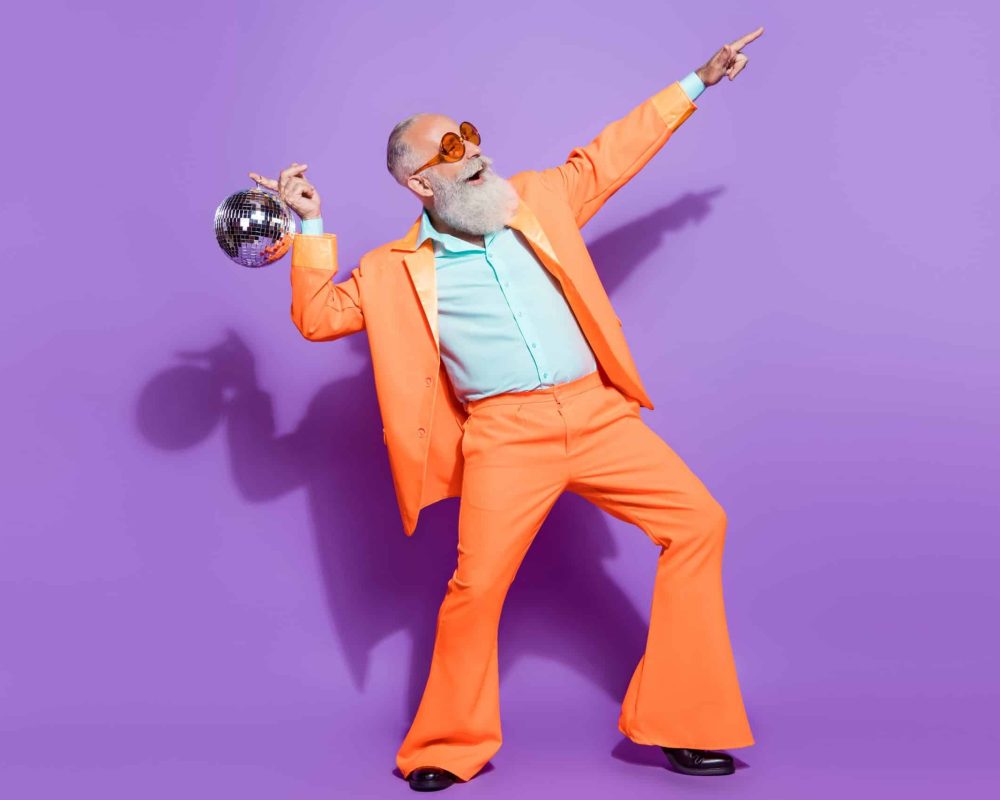Full,Length,Photo,Of,Old,Positive,Happy,Man,Hold,Disco