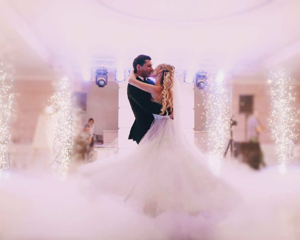 brides wedding party in the elegant restaurant with a wonderful light and atmosphere